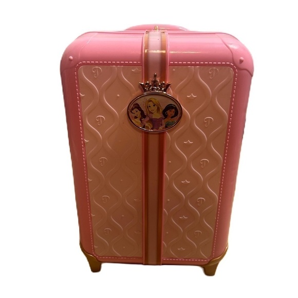 Disney Princess Plastic Suitcase Storage Wheels Pink Kids - Picture 1 of 9
